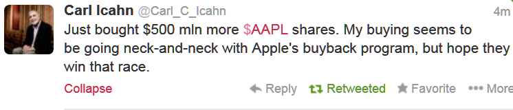 Icahn Apple Tweet Jan 28